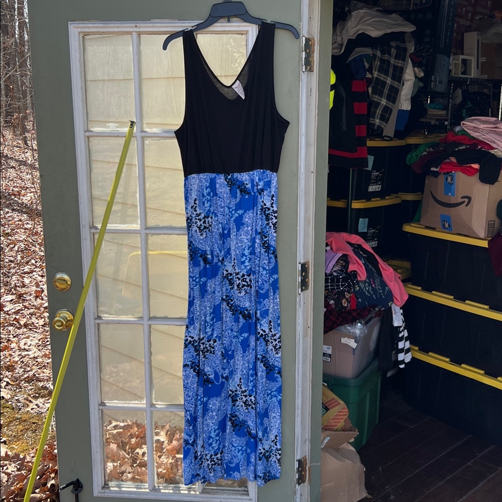 Women's Size XL (16-18) "Faded Glory" Elegant Black Dress Blue Bottom ❤️